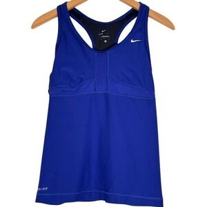 Nike Dri-FIT Racerback Tank Top Royal Blue Built-in Bra Athletic Women's M